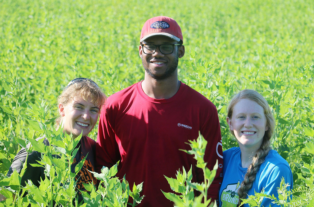 Interns worked this past summer at Trinity River Wildlife Refuge in East Texas. They were (from left) Theresa Edwards, Andrew Miller and Devon Eldridge. 